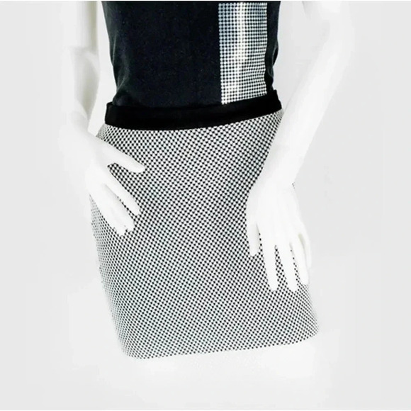 Bebe Black & White Fishnet Midi Skirt - Picture 1 of 4